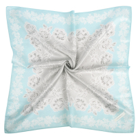 Nina Ricci 華麗蕾絲花朵混綿方型絲巾-水藍色