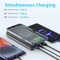 20000mAh Qi 15W Wireless Power Bank PD 20W 22.5W Fast Charging External Battery Pack for iPhone Huawei Xiaomi Powerbank