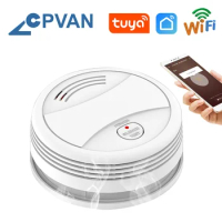 CPVAN SM05W 5pcs/Lot Smoke Detector WiFi Tuya APP SmartLife APP Fire Alarm Smoke Sensor Home Security Detector WiFi rookmelder