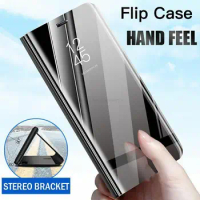 For Xiaomi Pocophone X3 Pro Case Magnetic Flip Mirror Leather Phone Case For Poco X 3 X3 Pro NFC PocoX3Pro Clear View Back Cover