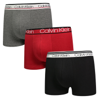 Calvin Klein Variety Waistband 男內褲 高彈性棉質短版合身四角褲/CK內褲-黑、紅、灰 三入組(17)