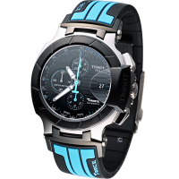 TISSOT 天梭 T-RACE競速系列計時腕錶-黑x藍/45mm
