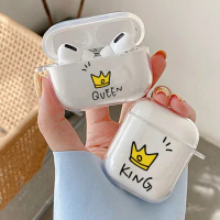 Queen &amp; king Pattern Case For Airpods 1 2 3 Clear Soft TPU Bluetooth Wireless Earphone Cover Air Pods Pro Charging Box Bags Capa