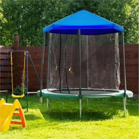 Trampoline Sunshade Cover Anti-UV Foldable Sunshade Cover Space-Saving Blue Protection Cover User-Friendly Trampoline Shade For