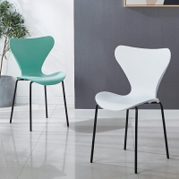 北歐風塑料餐椅 輕奢北歐網紅工業風餐椅家用餐廳簡約靠背創意洽談辦公椅塑料凳子【YJ8152】