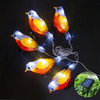 太陽能LED小鳥造型裝飾燈戶外防水草坪燈庭院花園掛樹動物彩燈串