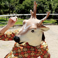 免運 快速出貨 特價促銷兒童萬圣節面具 乳膠面具 頭套面具 動物面具 鹿頭面具