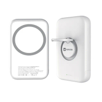 【MAXIA】5000mAh 自帶支架無線快充磁吸行動電源-月光白(15W無線磁吸快充 20W最高輸出)