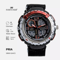 Fortuner Watch Fortuner Jam Tangan Pria Analog-Digital Dual Time Sport Tahan Air Kanvas Merah Fergie