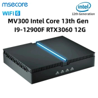 New Msecore MV300 Intel Core 13th Gen I9-12900F RTX3060 12G Graphic Card Mini PC Gamer Desktop Computer Windows 11 WiFi6E BT5.3