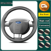 Braid Car Steering Wheel Cover For Ford Focus 2 MK2 Ford Focus 3 MK3 Customize Microfiber Leather Steering Wrap Car Accessories