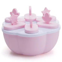 6 Hole Silicone Ice Cream Mould Ice Cube Tray Popsicle Barrel DIY Dessert Ice Cream Mold Ice Pop Maker with Lid Kitchen Tool
