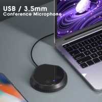 Desktop 3.5mm/USB Conference Microphone 360° Omnidirectional Condenser Plug &amp; Play PC Computer Mic for Video Conference Chatting