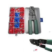 Wire Crimping Tool Cutter Crimper Stripper with 240pcs SpadeTerminals Assortment Set Kit