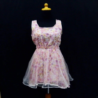 EA071 SIZE M PINK FLORAL LIZ LISA MINI DRESS WANITA BRANDED SINGAPOR