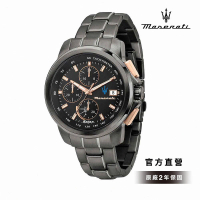 【MASERATI 瑪莎拉蒂 官方直營】Successo solar輝煌成就系列太陽能手錶 槍灰色不鏽鋼鍊帶44MM R8873645001