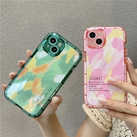 手機殼 ● 綠色塗鴉油畫適用iPhone12Pro max蘋果13手機殼11夜光xs xr女粉色