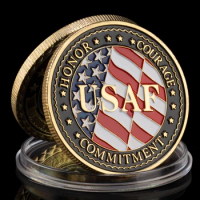 United States Air Force Veteran Honor Coin Honor Courage Commitment Collectible Gold Plated Commemorative Coin Challenge Coin