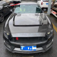 For Mustang GT350 15-17 Type A/B/C Car Bonnet Vented Hood Accessories Carbon Fiber Glass Engine Body Kit Rain Guard Protector