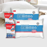 【3M】健康防蹣枕心-標準型限量版x2+保潔墊枕套x2(防蹣保潔超值4件組)