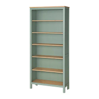 HEMNES 書櫃, 灰綠色/淺棕色, 90x197 公分