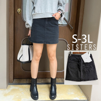 SISTERS 微辣女孩顯瘦A字牛仔裙 裙褲/S-3L(女下著/短裙/顯瘦/裙子/加大/裙裝/褲裙)