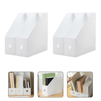 Office Desk File Storage Rack Plastic Document Magazine Holder Book Stand Desktop Organizer White Student Office Use