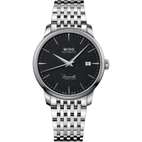 【MIDO 美度】官方授權 BARONCELLI 簡約超薄機械腕錶-黑39.5mm 618年中慶(M0274071105100)