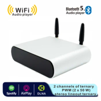 WA20 Pro Mini Home WiFi Receiver and Bluetooth HiFi Power Stereo Class D Digital Multiroom network audio amplifier with USB