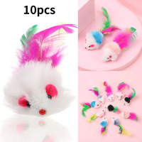 {DLGIFJIE} 10Pcs/Set Funny Rabbit Fur False Mouse Pet Cat Toys Mini Funny Playing Toys For Cats Kitt