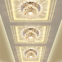 Modern Crystal Glass LED Ceiling Spot Light Corridor Hallway Aisle Porch Ceiling Mounted Recessed Home Decor Lighting Fixture