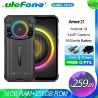 Ulefone Armor 21 16GB 256GB Rugged Phone Night Vision Smartphone Android 13 G99 Moblie Phone 64MP Camera 9600mAh NFC Cellphone