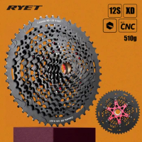 RYET MTB Bicycle Cassettes 12 Speed 9-50T Bike XD Body 12s Black Flywheel 510g Cassette 12V Sprocket k7 Freewheel Cycling Parts