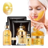 24k Gold Skin Care Masks Korea Facial Skincare Kit Eye Cream Face Serum Whitening Brightening Women Beauty Skin Care Product