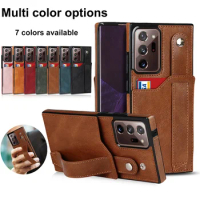 Note20 Leather Card Wallet Case for Samsung Galaxy Note 20 Ultra Wristband Bag Wrist Strap Pocket Business Note 20Ultra Cover