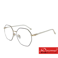 【Docomo】多邊形濾藍光眼鏡　輕量質感金屬鏡框　抗UV400經典款　抗藍光最佳利器　黑金色鏡框(藍光眼鏡)