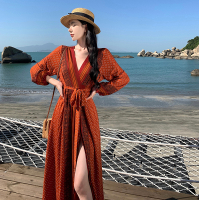 Desert Red Exotic Style Dress for Women Summer Northwest Photography Vacation Sun Protection Beach D
