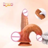 Realistic Dildo With Powerful Suction Cup 21CM 8.3 Inch Penis G-spot Dildo With Curved Shaft Ball Butt Plug Sex Toy For Women