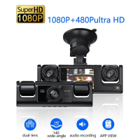 Wow 2inch Screen Car Dash Cam HD Night Vision 1080P Front Interior Rear Three-Lens with Reversing Im