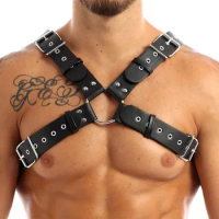 Gay Rave Harness Male Lingerie Sexy Leather Adjustable Fetish Clothing Sexual Body Chest Harness Belt Cosplay Sexy Rave Costume