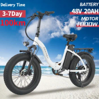 KICKWEY L20 Electric Bicycle 1000W Fatbike Folding Ebike 20 Inch MTB Snow Bike With 20AH Battery 50KM/H Electric Bike