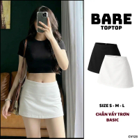BARE_Chân Váy Trơn Chữ A KOBAN FASHION - Phong Cách Y2K Phối Trắng Đen Có Quần Bảo Hộ_CV123