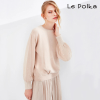【Le Polka】典雅絨感珍珠上衣-女
