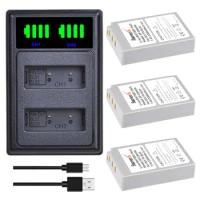 3x BLS 5 50 BLS50 PS-BLS5 BLS-5 BLS5 Battery + LED USB Dual Charger for Olympus OM-D E-M10 PEN E-PL2