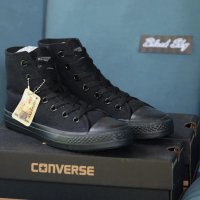 Converse All Star  ox - Black Hi รุ่นฮิต สีดำล้วน หุ้มข้อ รองเท้าผ้าใบ คอนเวิร์ส ได้ทั้งชายหญิง 43 ดำล้วน
