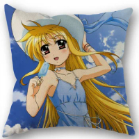 Custom Magical Girl Lyrical Nanoha Pillowcase Wedding Decorative Cotton Linen Pillow Case For Home Pillow Cover 45X45(One Sides)