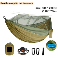 Camping Leisure Double Mosquito Net Hammocks Portable Outdoor Garden Travel Sleeping Hanging Hammock Swing Tourist Nature Hike