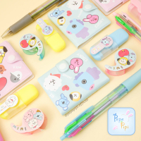 Set Alat Tulis Mini BT21 E-006 isi 4 buku kecil pulpen highlighter mini solatip paket stabilo