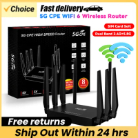 5G CPE WIFI6 Router Dual Band 2.4G+5.8G Modem Router with SIM Card Solt 5dBi High Gain Antennas Wireless Router Support 32 Users