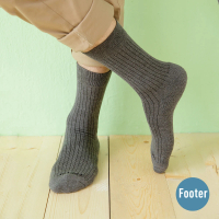 【Footer除臭襪】微分子氣墊紳士雅痞長薄襪-男款-前後微厚(T52-深灰)